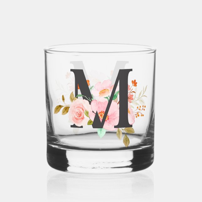 Letter M Whiskey Glass (Front)