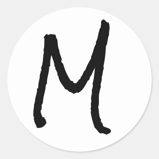 Letter M White Rock Salt Alphabet by Janz Classic Round Sticker (Front)