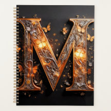 Letter (M) with flower & butterflies