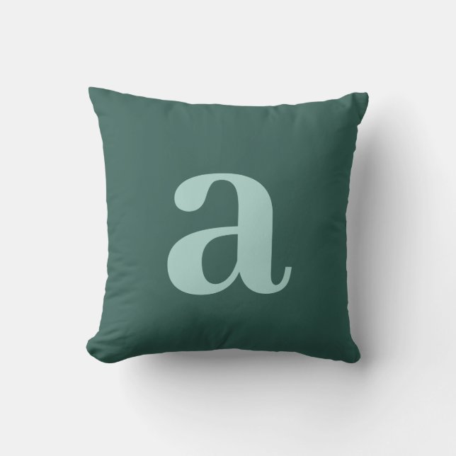 Letter Monogram Dark Teal Blue Minimalist Throw Pillow (Front)