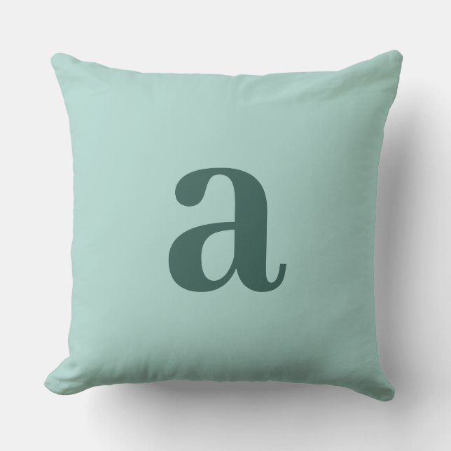 Letter Monogram Teal Blue Minimalist Throw Pillow (Front)