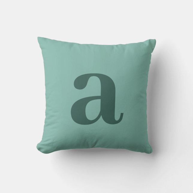 Letter Monogram Teal Blue Minimalist Throw Pillow (Front)