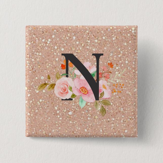 Letter N 2 Inch Square Button (Front)