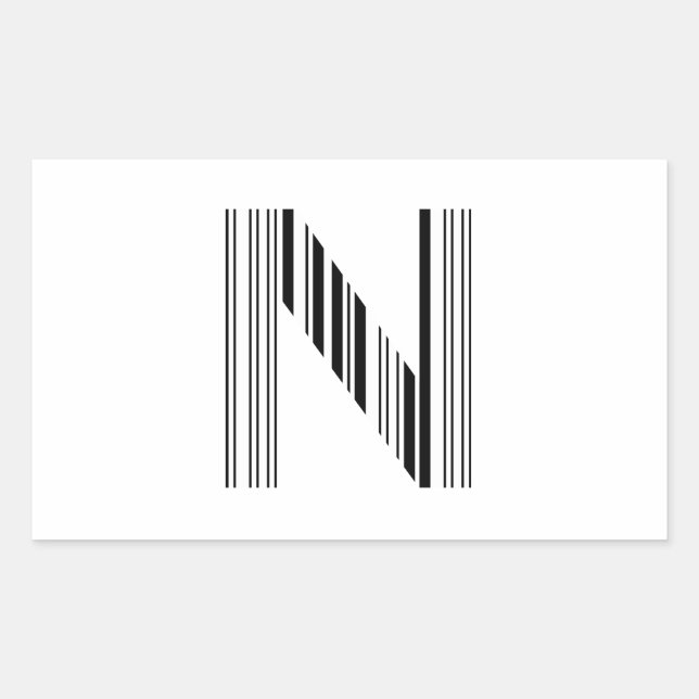 LETTER N BAR CODE First Initial Barcode Pattern Sticker (Front)