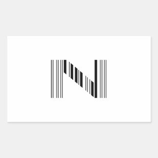 LETTER N BAR CODE First Initial Barcode Pattern Sticker