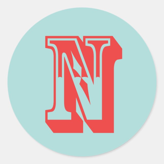 Letter N carnival style monogram initial favour Classic Round Sticker (Front)