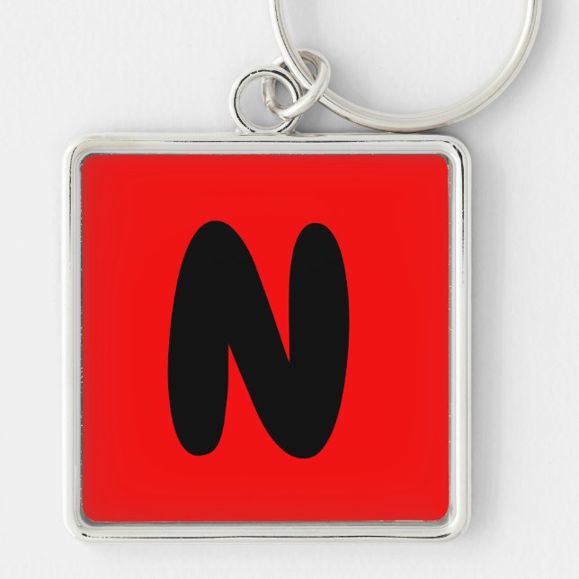letter N, initial , abecedario popular key chain (Front)