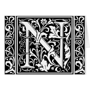 Letter N Medieval Monogram Art Nouveau