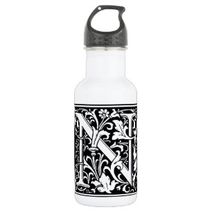 Letter N Medieval Monogram Art Nouveau 532 Ml Water Bottle