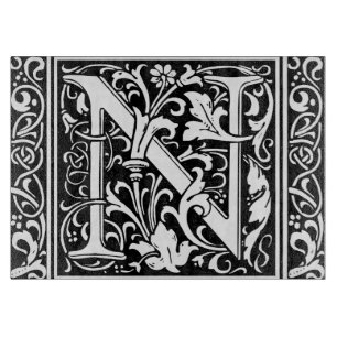 Letter N Medieval Monogram Art Nouveau Cutting Board