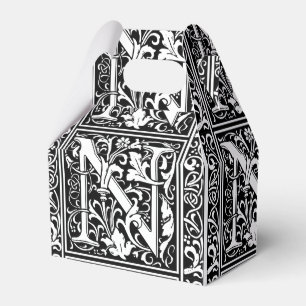 Letter N Medieval Monogram Art Nouveau Favor Box