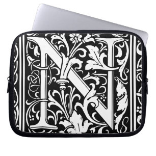 Letter N Medieval Monogram Art Nouveau Laptop Sleeve