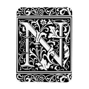 Letter N Medieval Monogram Art Nouveau Magnet