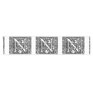 Letter N Medieval Monogram Art Nouveau Short Table Runner