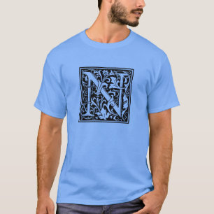 Letter N Medieval Monogram Art Nouveau T-Shirt