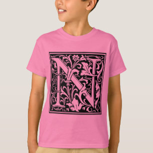 Letter N Medieval Monogram Art Nouveau T-Shirt