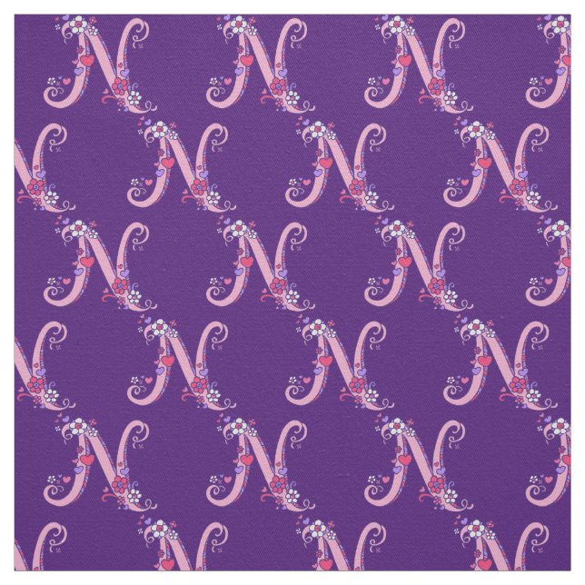Letter N monogram decorative text custom fabric (Swatch)