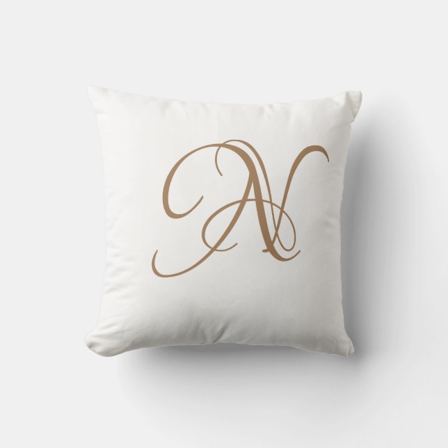 Letter N Monogram Initial Custom Throw Pillow (Front)