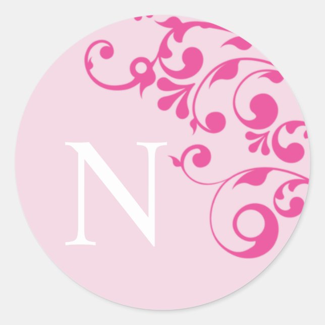 Letter N Monogram Pink Wedding Envelope Seals (Front)