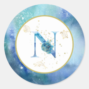 *~*  LETTER N -  Nautical Beach Envelope  Sticker