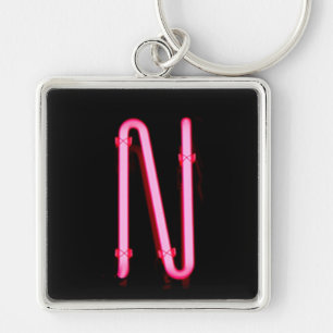 Letter "N" Neon Light Monogram Keychain