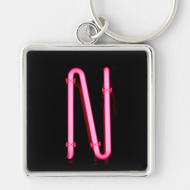 Letter "N" Neon Light Monogram Keychain (Front)