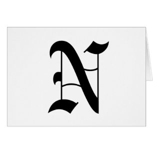 Letter N Old English Text on White Background