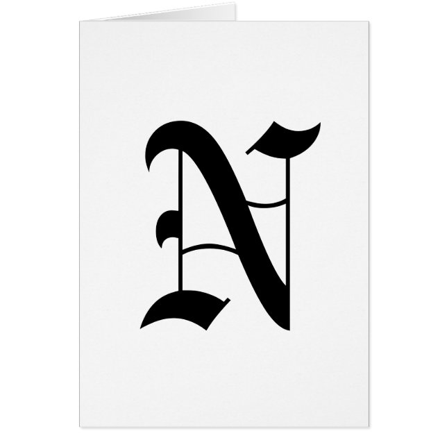 Letter N Old English Text on White Background (Front)