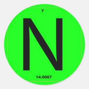 Letter N periodic table Classic Round Sticker