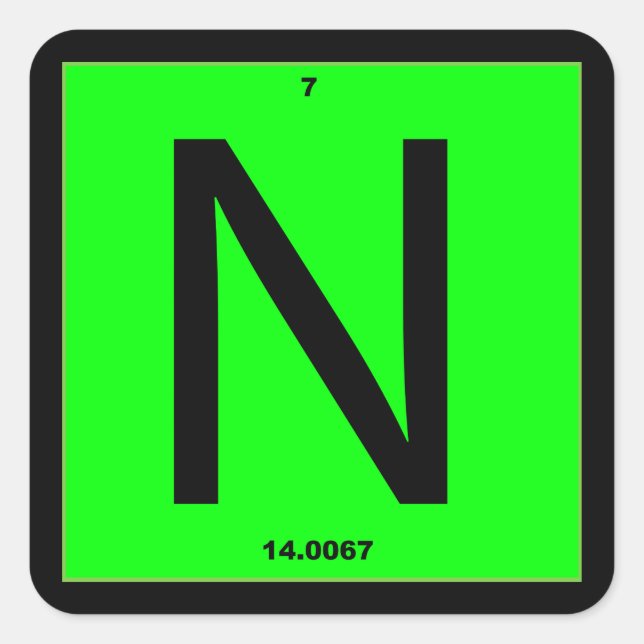 Letter N periodic table  Square Sticker (Front)