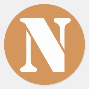 Letter N Peru Gold Stencil Alphabet by Janz Classic Round Sticker