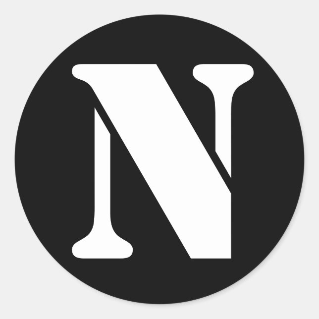Letter N Stencil Alphabet by Janz Black Classic Round Sticker (Front)