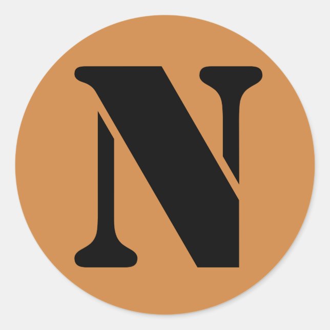 Letter N Stencil Alphabet by Janz Peru Gold Classic Round Sticker (Front)