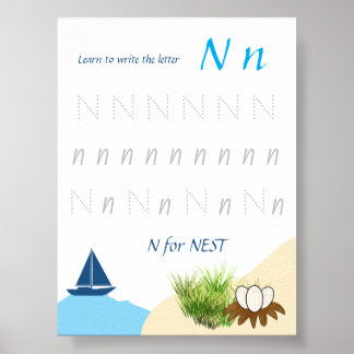 Letter N Tracing Poster for Kids