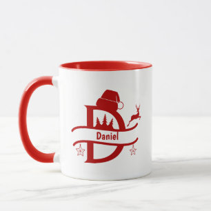 Letter Name Santa Hat Monogram Custom Initial Mug