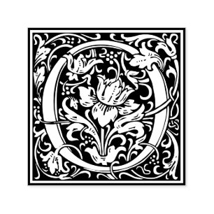 Letter O art nouveau black and white Tile Self-inking Stamp
