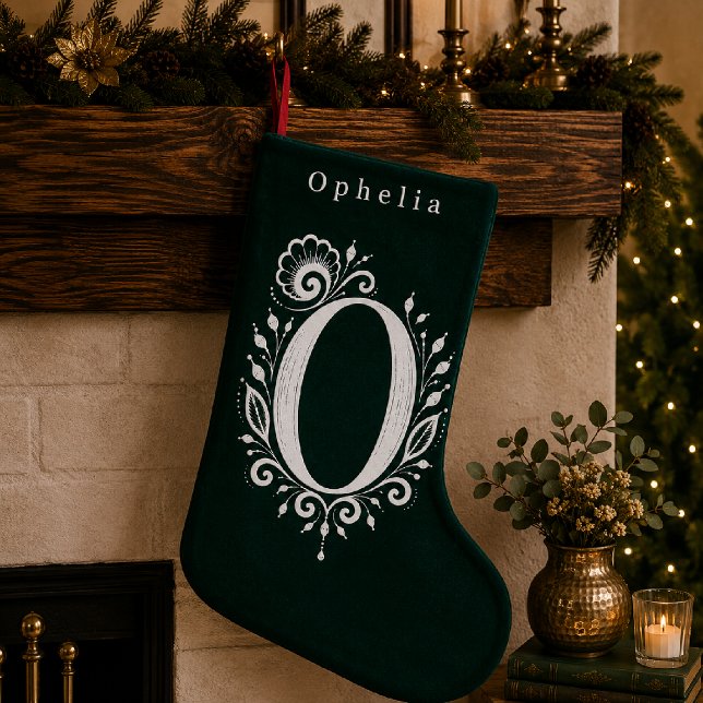 Letter O Botanical Monogram Personalized Stocking (Creator Uploaded)