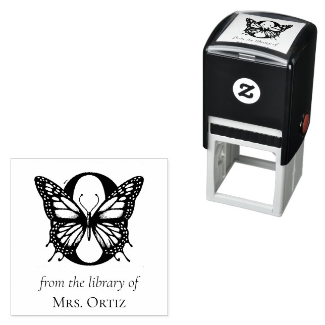Letter O Butterfly Monogram From the Library Of Self-inking Stamp (In Situ)