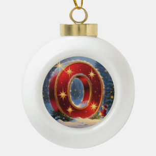 Letter O Christmas Wonder Personalized Initial Ceramic Ball Christmas Ornament