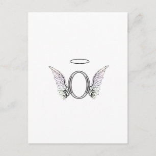 Letter O Initial Monogram with Angel Wings & Halo Postcard