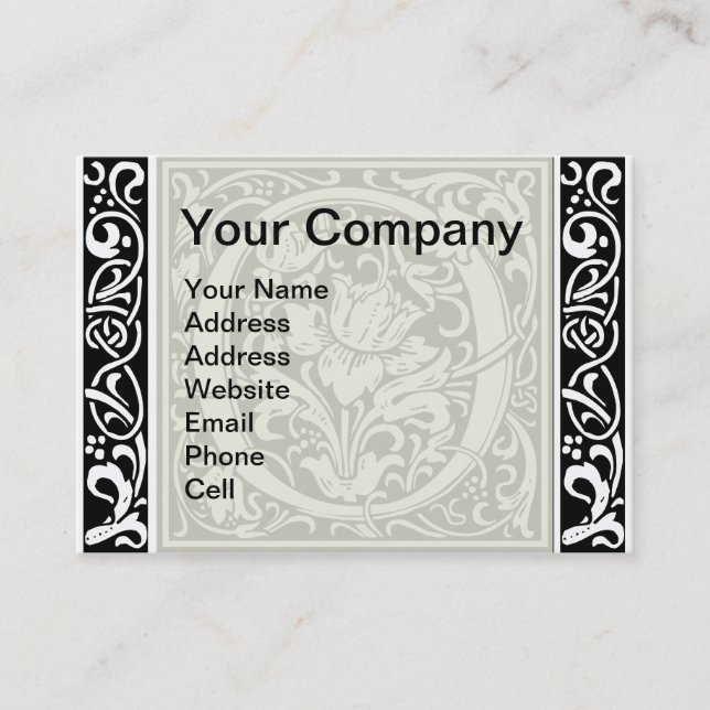 Letter O Medieval Monogram Art Nouveau Business Card (Front)