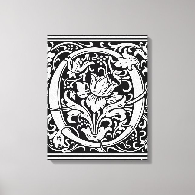 Letter O Medieval Monogram Art Nouveau Canvas Print (Front)