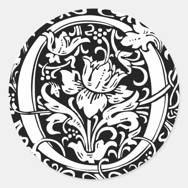 Letter O Medieval Monogram Art Nouveau Classic Round Sticker (Front)