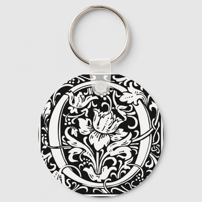 Letter O Medieval Monogram Art Nouveau Keychain (Front)