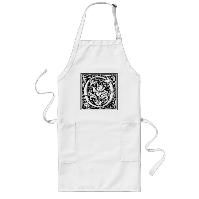 Letter O Medieval Monogram Art Nouveau Long Apron (Front)