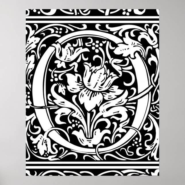 Letter O Medieval Monogram Art Nouveau Poster (Front)