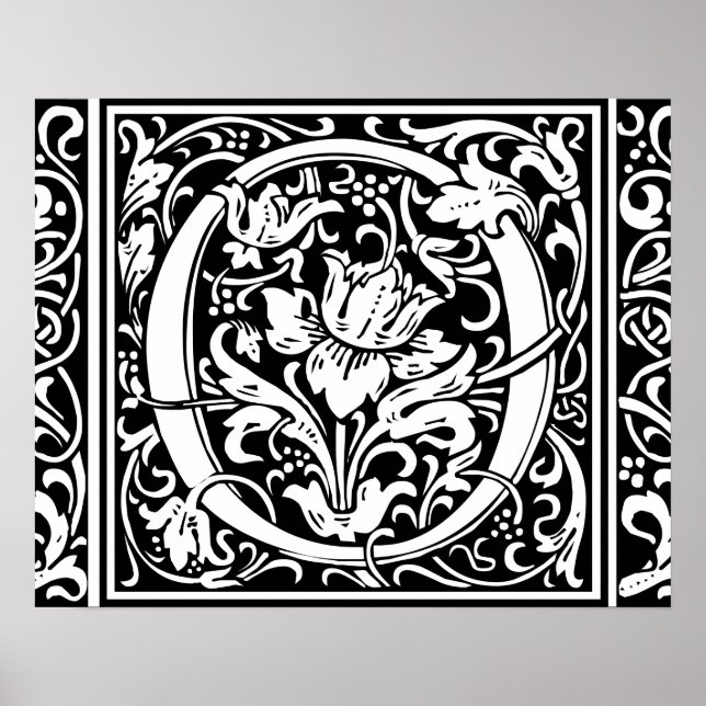 Letter O Medieval Monogram Art Nouveau Poster (Front)