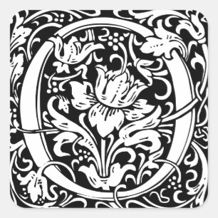 Letter O Medieval Monogram Art Nouveau Square Sticker