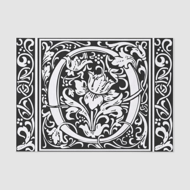 Letter O Medieval Monogram Art Nouveau Tissue Paper (Front)