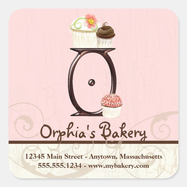 Letter O Monogram Cupcake Logo Business Stickers (Front)